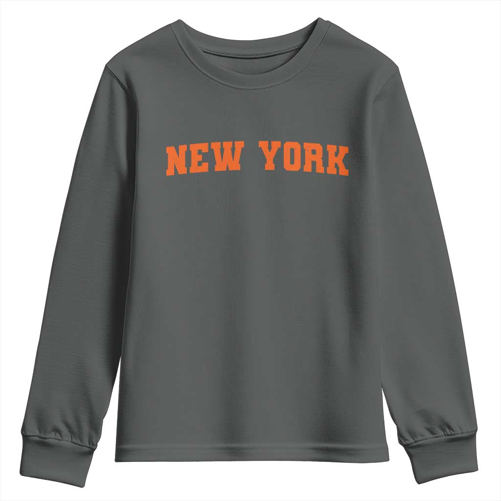 New York Youth Sweatshirt Vintage Varsity Sports Throwback Design TS10 Dark Heather Print Your Wear