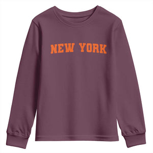 New York Youth Sweatshirt Vintage Varsity Sports Throwback Design TS10 Maroon Print Your Wear