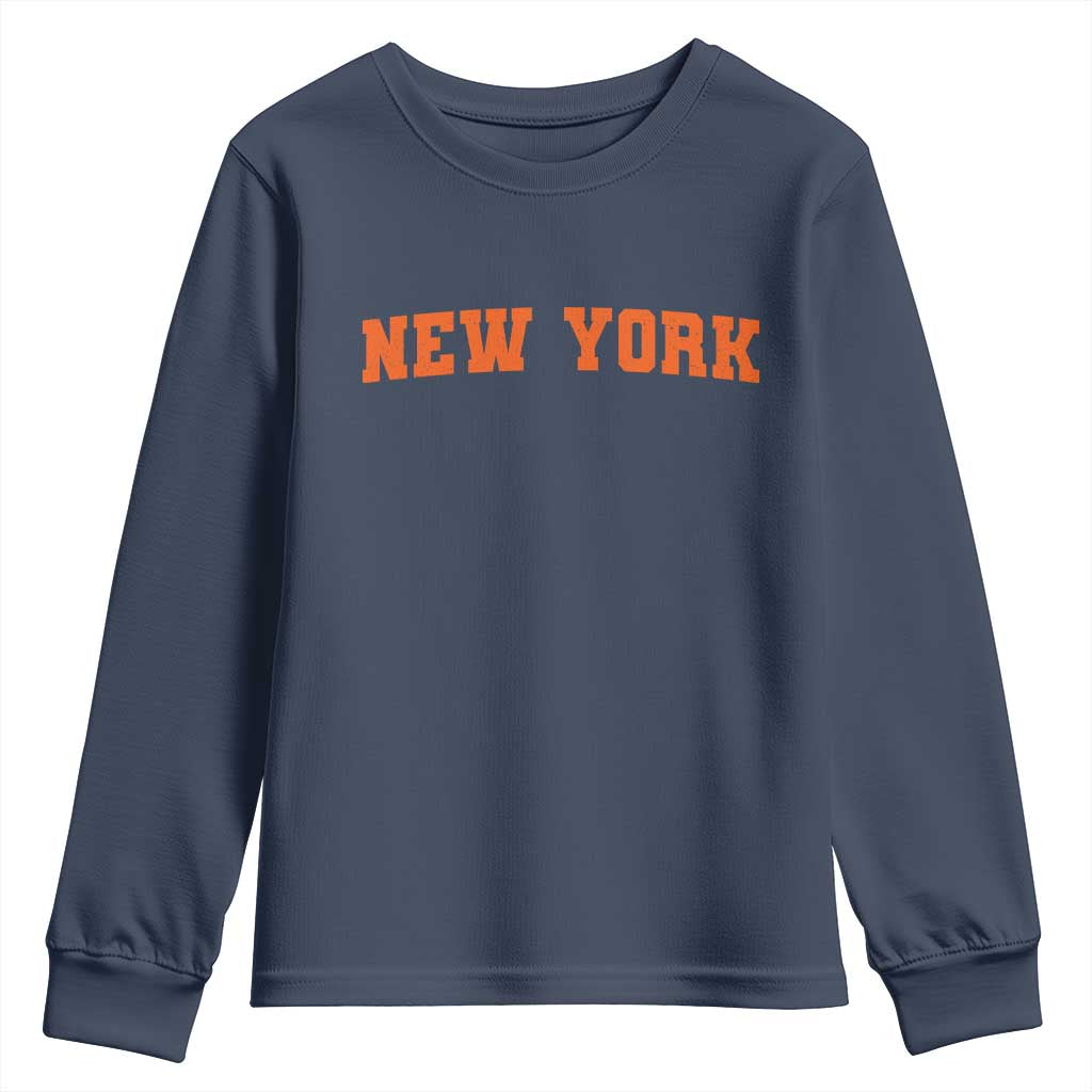New York Youth Sweatshirt Vintage Varsity Sports Throwback Design TS10 Navy Print Your Wear