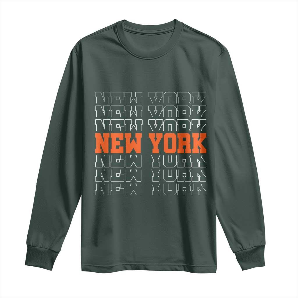 Vintage New York Long Sleeve Shirt Name Retro Design TS10 Dark Forest Green Print Your Wear