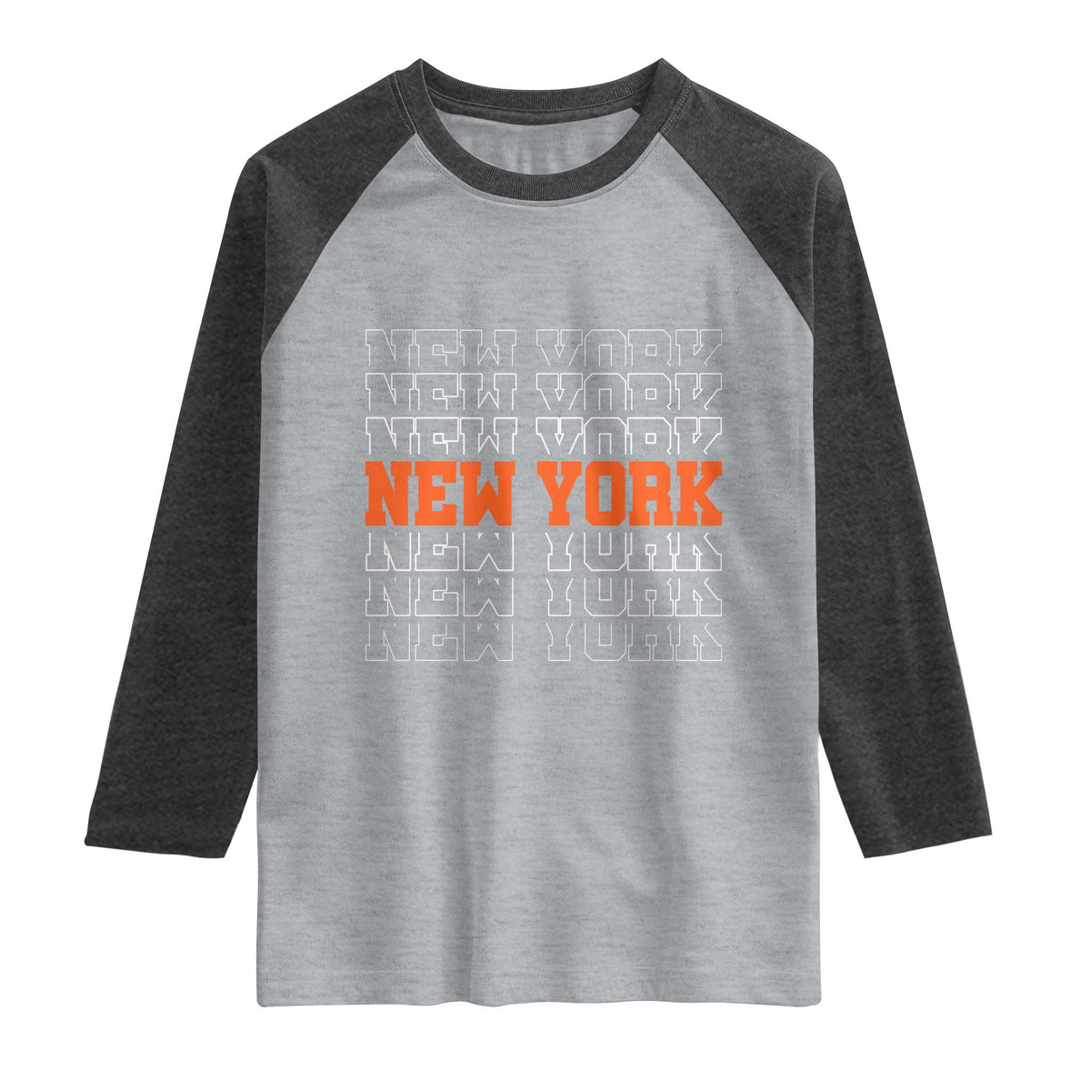 Vintage New York Raglan Shirt Name Retro Design TS10 Heather Gray Heather Charcoal Print Your Wear