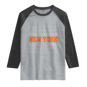 Vintage New York Raglan Shirt Name Retro Design TS10 Heather Gray Heather Charcoal Print Your Wear