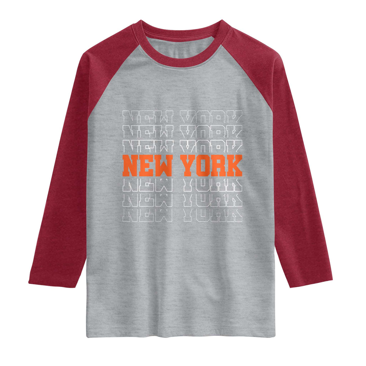 Vintage New York Raglan Shirt Name Retro Design TS10 Heather Gray Heather Red Print Your Wear