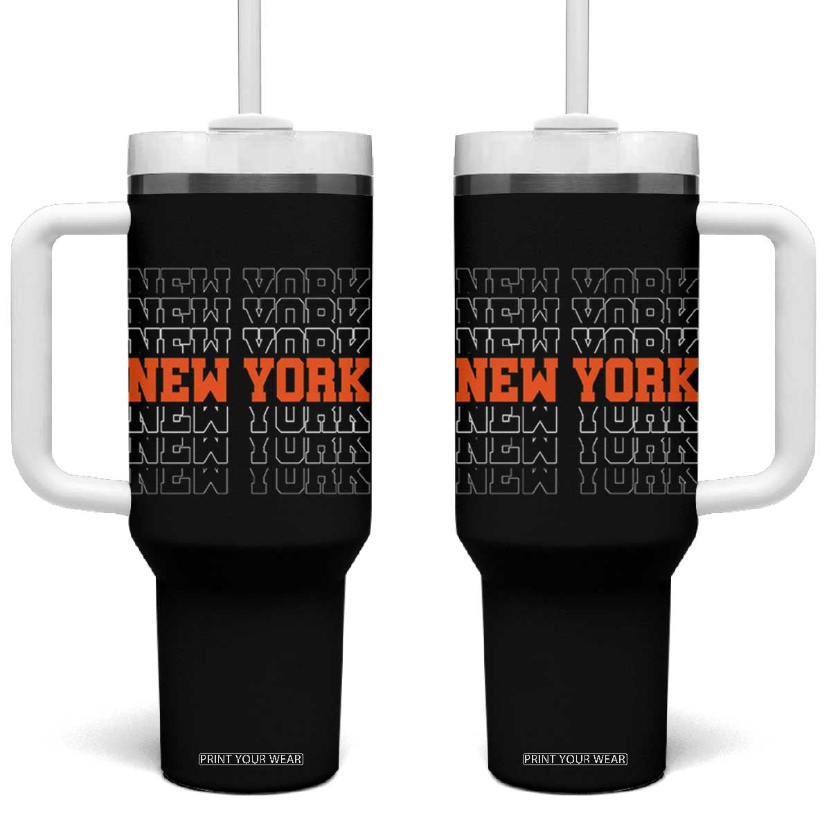 Vintage New York Tumbler With Handle Name Retro Design TS10 One Size: 40 oz Black Print Your Wear