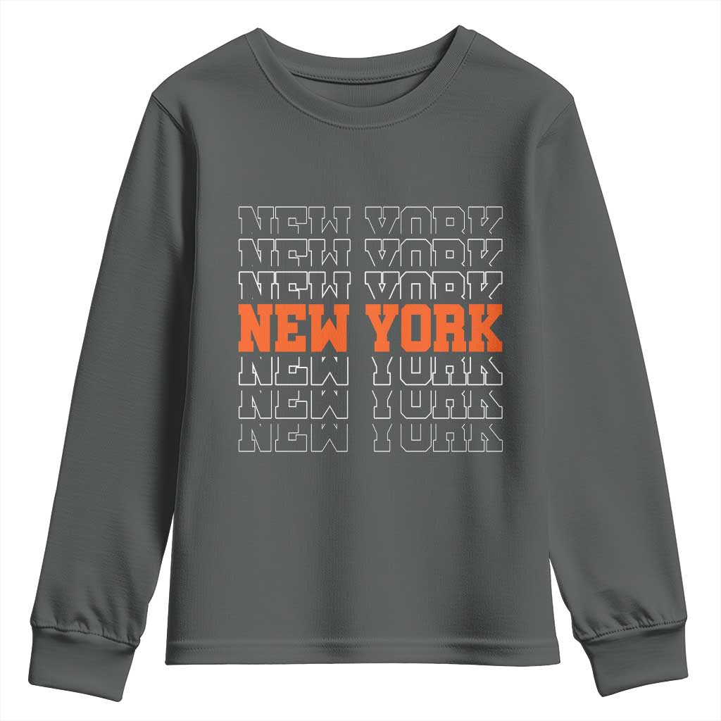 Vintage New York Youth Sweatshirt Name Retro Design TS10 Dark Heather Print Your Wear