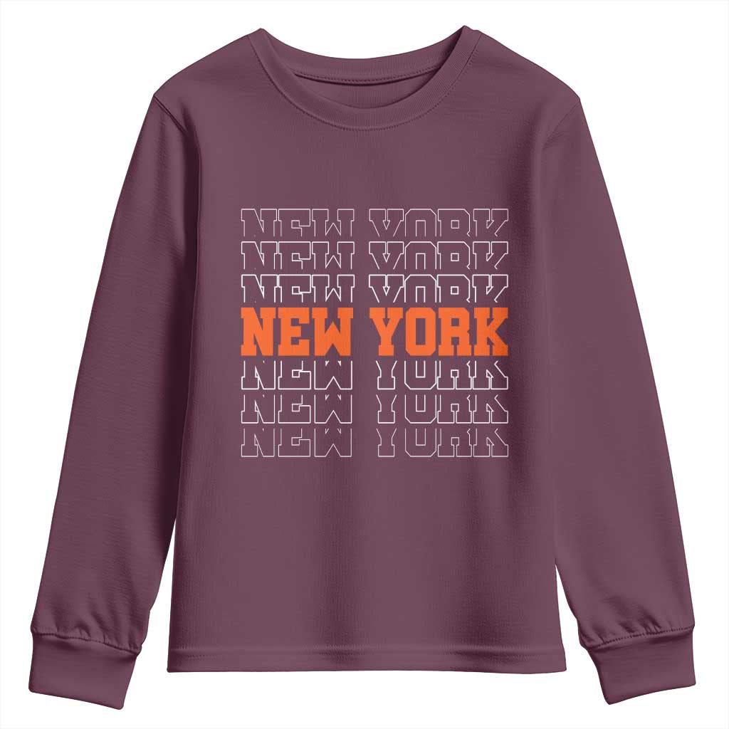 Vintage New York Youth Sweatshirt Name Retro Design TS10 Maroon Print Your Wear