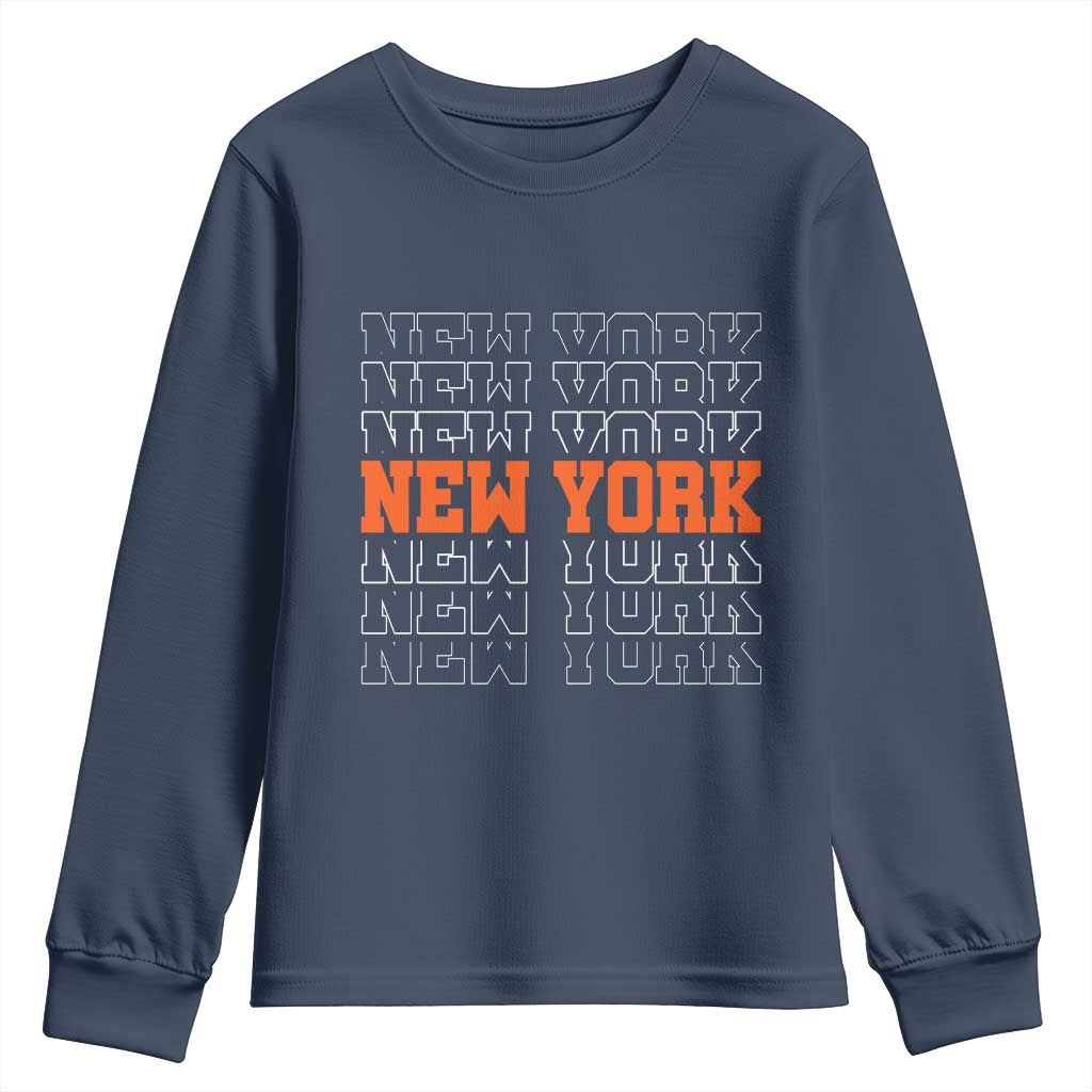 Vintage New York Youth Sweatshirt Name Retro Design TS10 Navy Print Your Wear