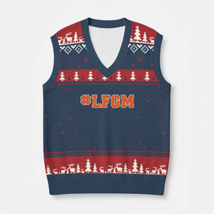 LFGM V-Neck Knit Sweater Vest Vintage Retro Throwback Design TS10 Navy Red Print Your Wear