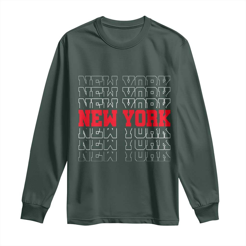 New York Vintage Long Sleeve Shirt State Pride Classic Throwback Design TS10 Dark Forest Green Print Your Wear