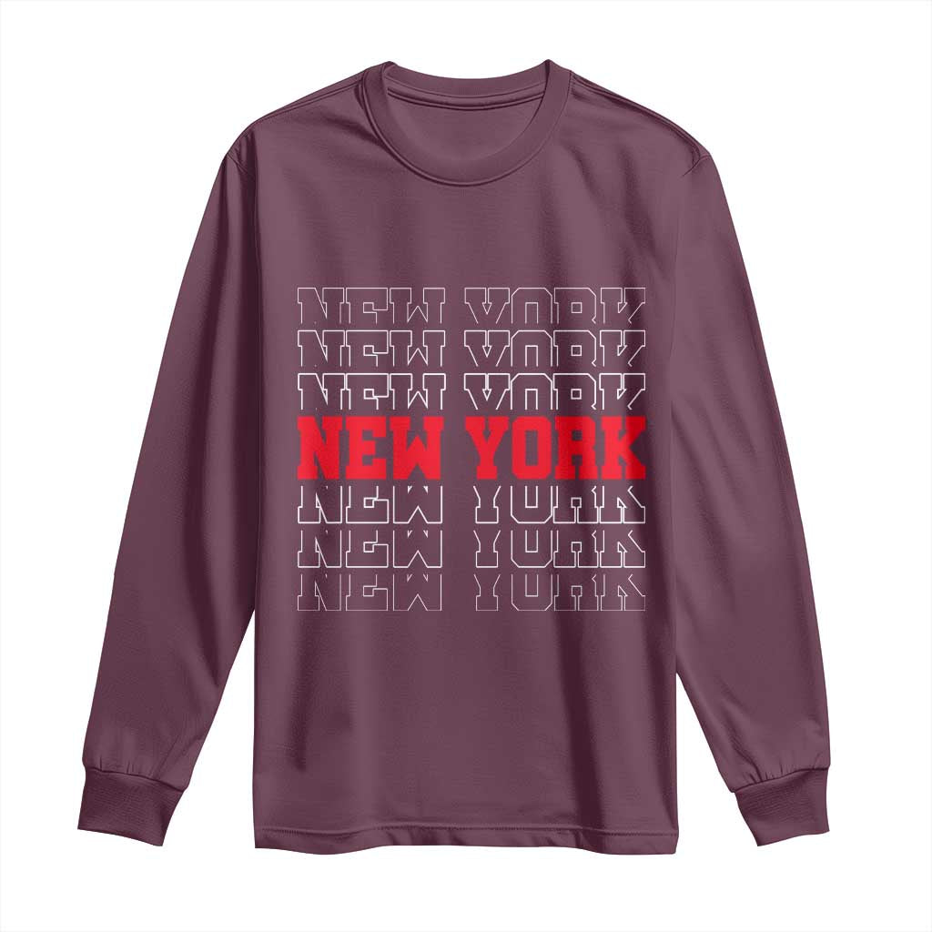 New York Vintage Long Sleeve Shirt State Pride Classic Throwback Design TS10 Maroon Print Your Wear