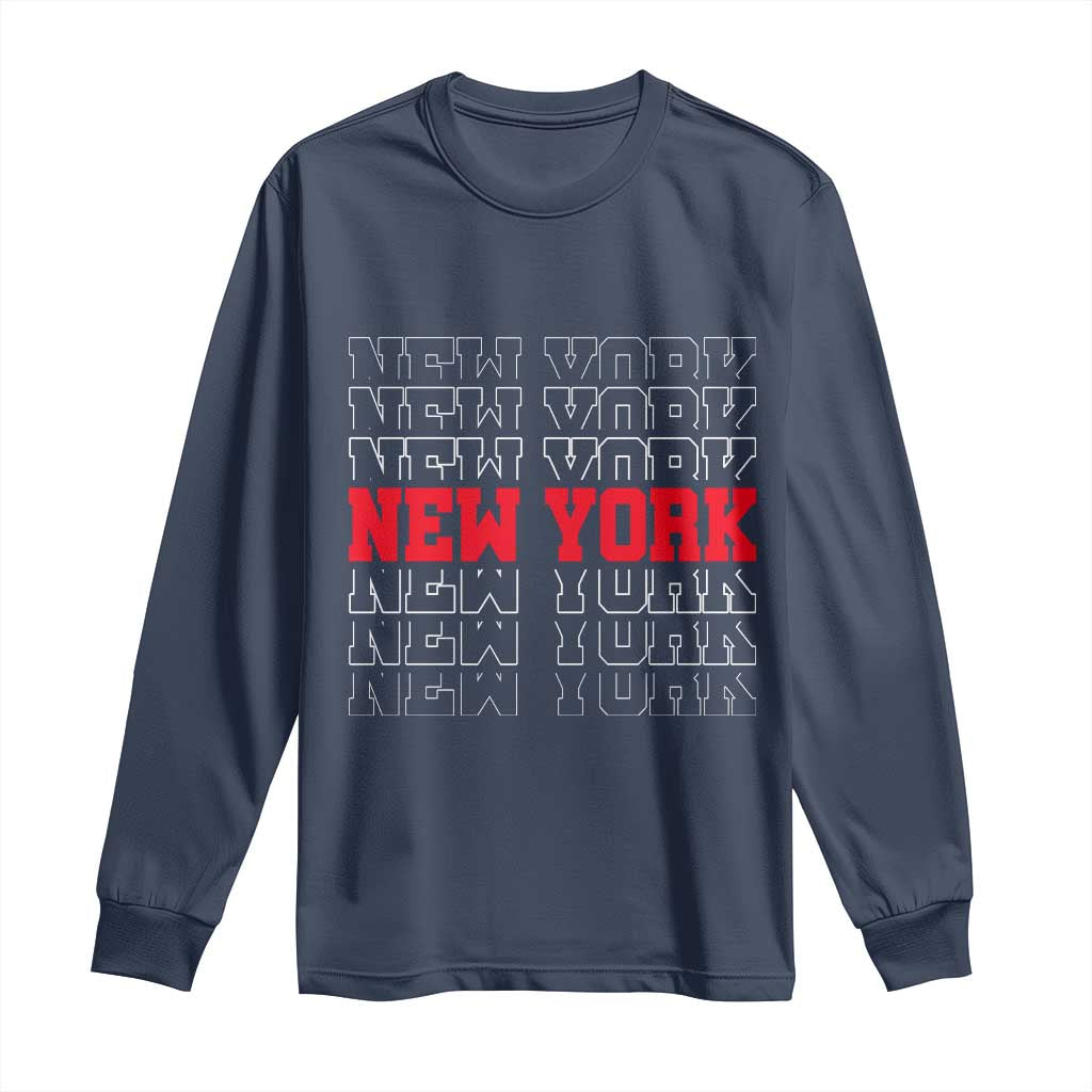 New York Vintage Long Sleeve Shirt State Pride Classic Throwback Design TS10 Navy Print Your Wear