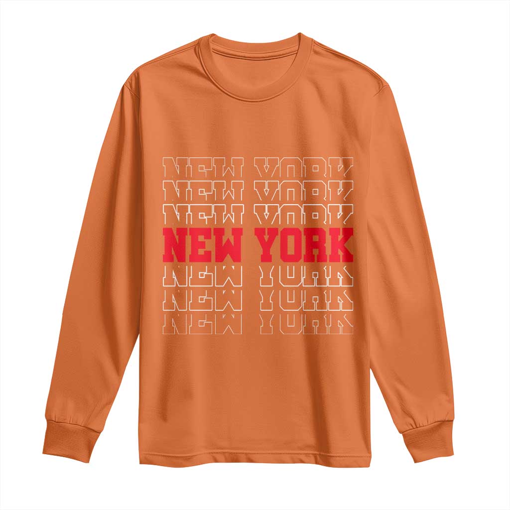 New York Vintage Long Sleeve Shirt State Pride Classic Throwback Design TS10 Orange Print Your Wear