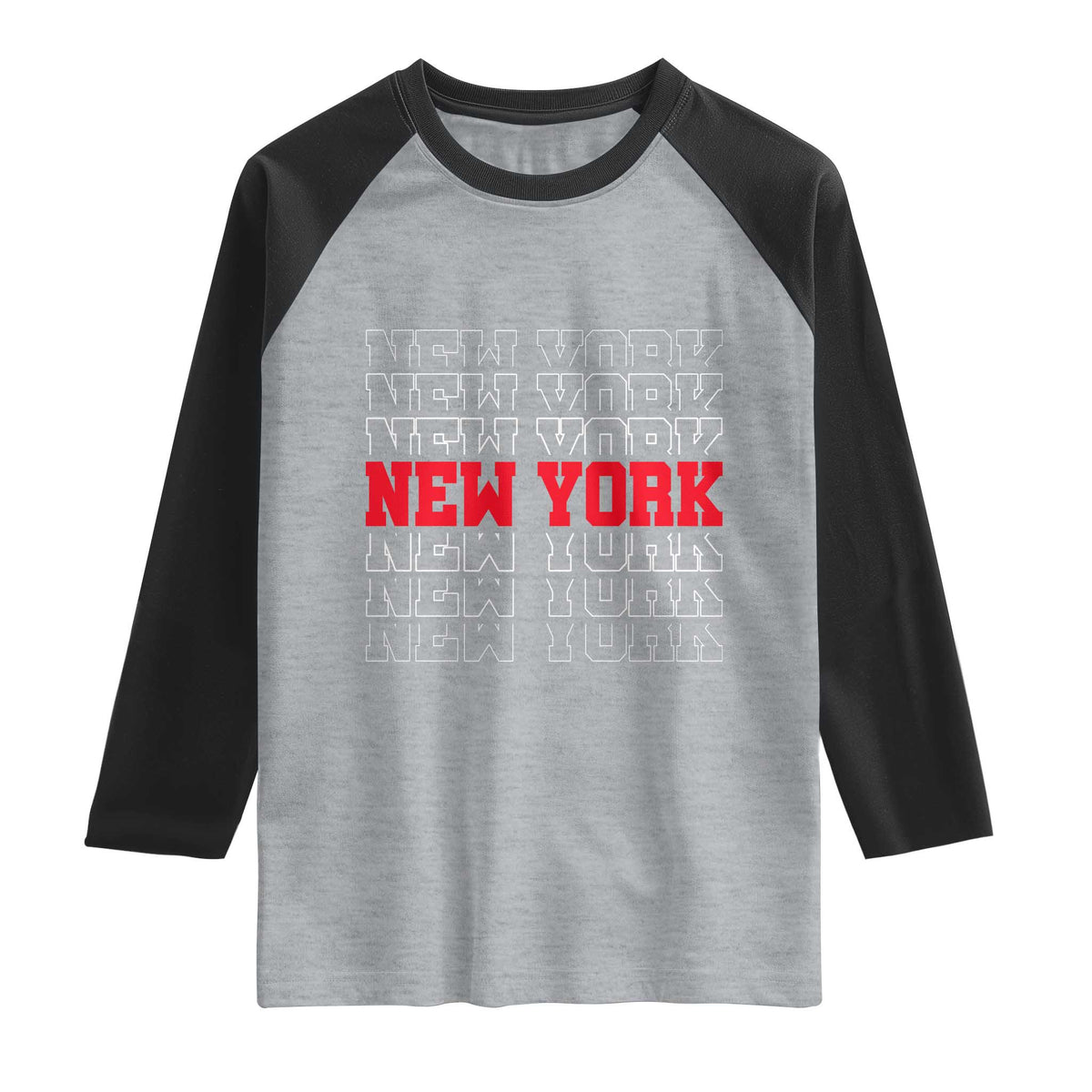 New York Vintage Raglan Shirt State Pride Classic Throwback Design TS10 Heather Gray Black Print Your Wear
