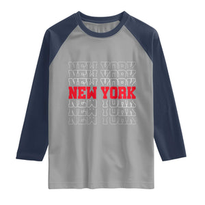 New York Vintage Raglan Shirt State Pride Classic Throwback Design TS10 Sport Gray Navy Print Your Wear