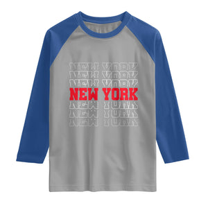 New York Vintage Raglan Shirt State Pride Classic Throwback Design TS10 Sport Gray Royal Print Your Wear