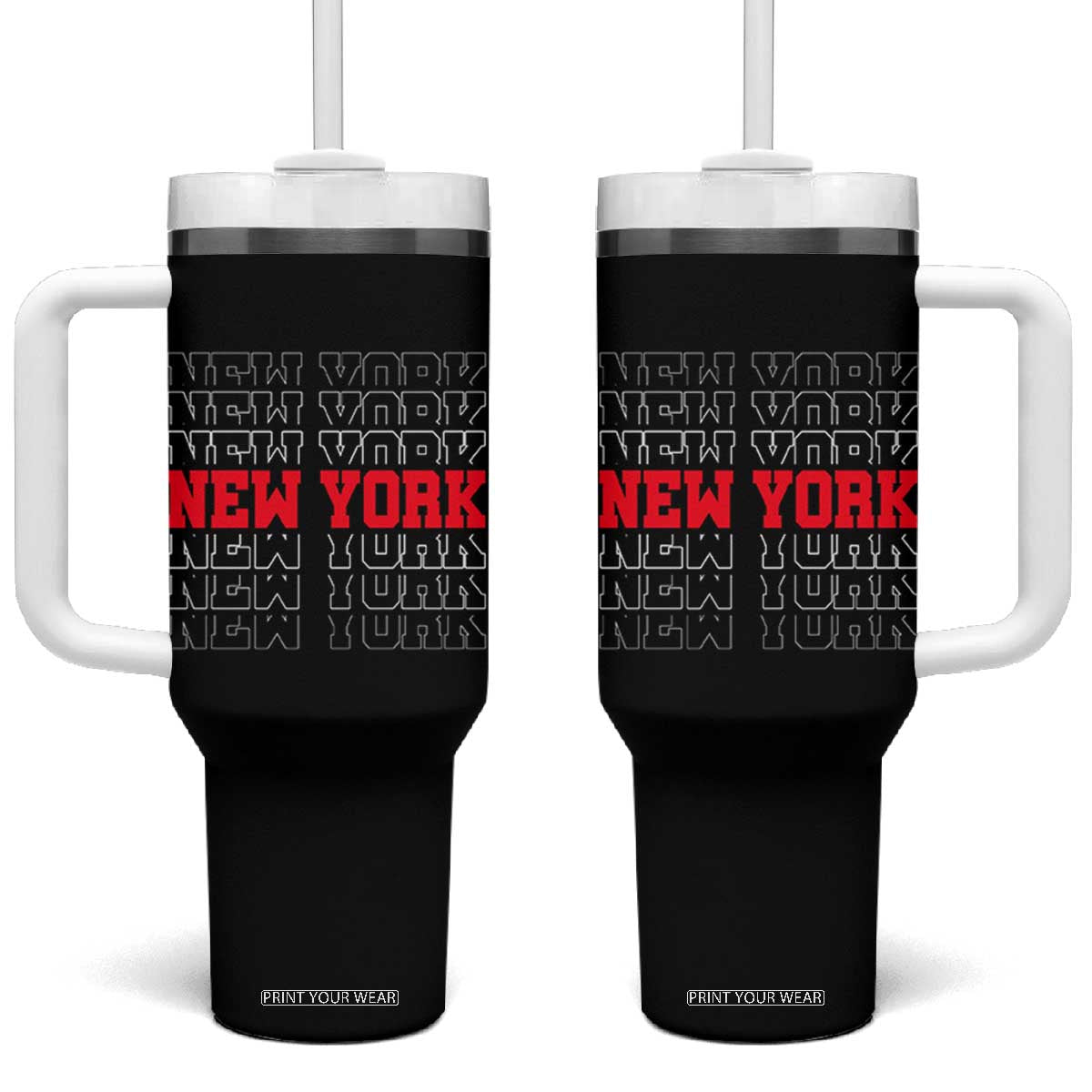 New York Vintage Tumbler With Handle State Pride Classic Throwback Design TS10 One Size: 40 oz Black Print Your Wear
