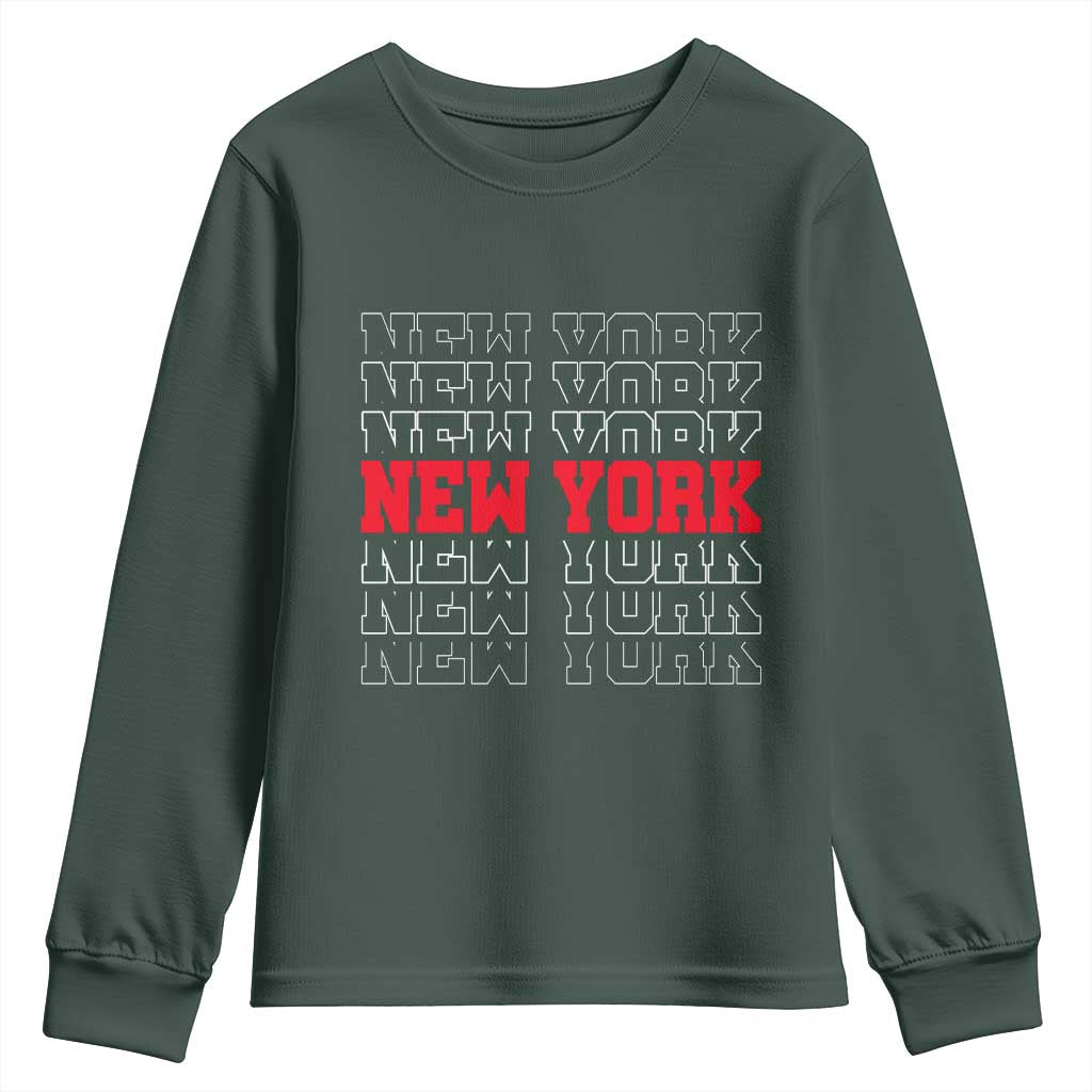 New York Vintage Youth Sweatshirt State Pride Classic Throwback Design TS10 Dark Forest Green Print Your Wear