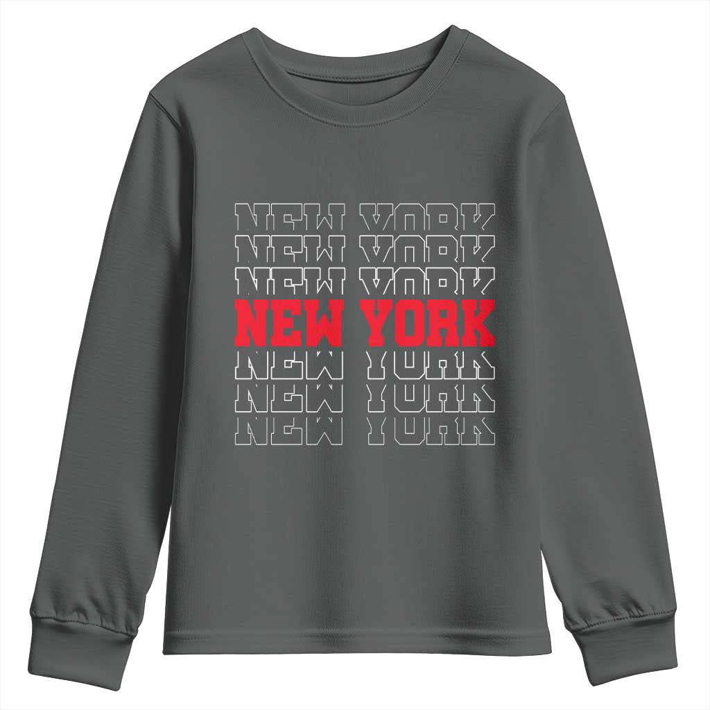 New York Vintage Youth Sweatshirt State Pride Classic Throwback Design TS10 Dark Heather Print Your Wear
