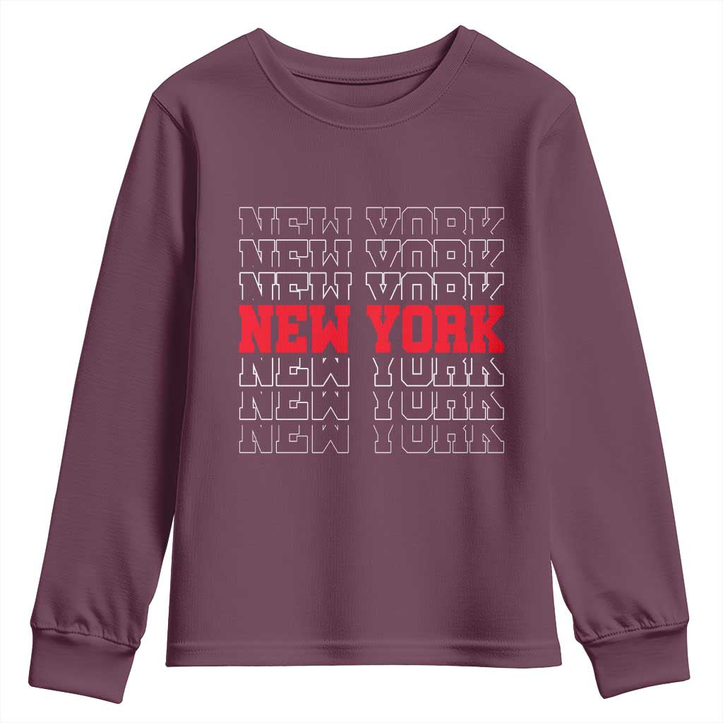 New York Vintage Youth Sweatshirt State Pride Classic Throwback Design TS10 Maroon Print Your Wear