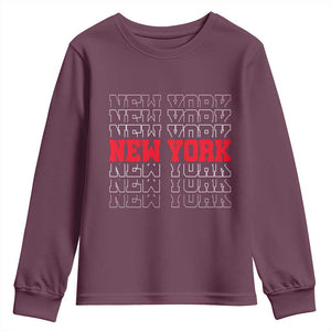 New York Vintage Youth Sweatshirt State Pride Classic Throwback Design TS10 Maroon Print Your Wear