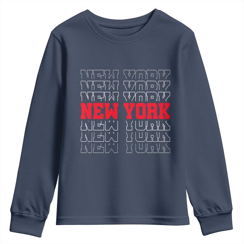 New York Vintage Youth Sweatshirt State Pride Classic Throwback Design TS10 Navy Print Your Wear