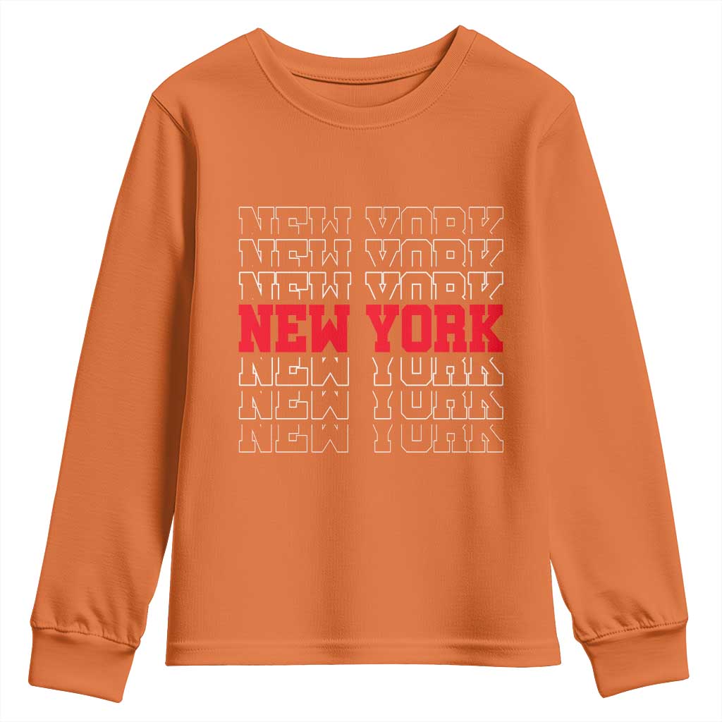 New York Vintage Youth Sweatshirt State Pride Classic Throwback Design TS10 Orange Print Your Wear