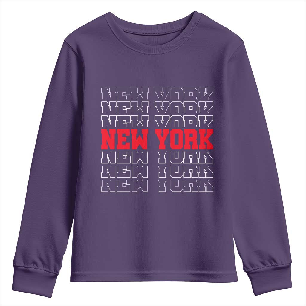 New York Vintage Youth Sweatshirt State Pride Classic Throwback Design TS10 Purple Print Your Wear