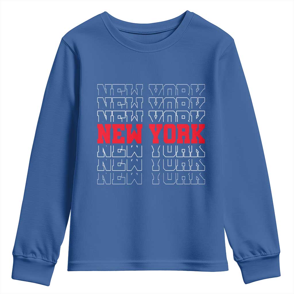 New York Vintage Youth Sweatshirt State Pride Classic Throwback Design TS10 Royal Blue Print Your Wear