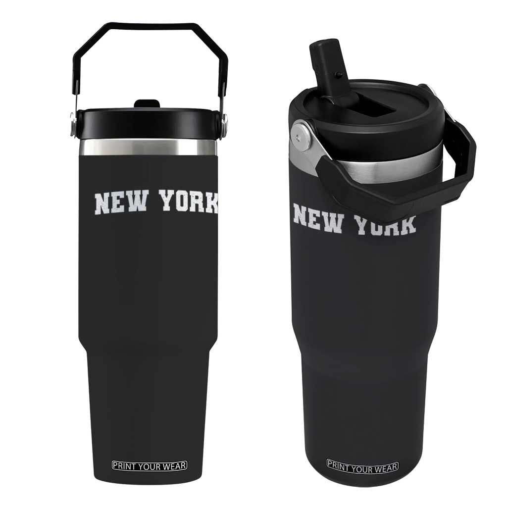 New York Vintage Varsity Sports Flip Straw Tumbler State Pride TS10 One Size: 30 oz Black Print Your Wear