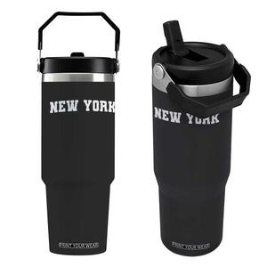 New York Vintage Varsity Sports Flip Straw Tumbler State Pride TS10 One Size: 30 oz Black Print Your Wear