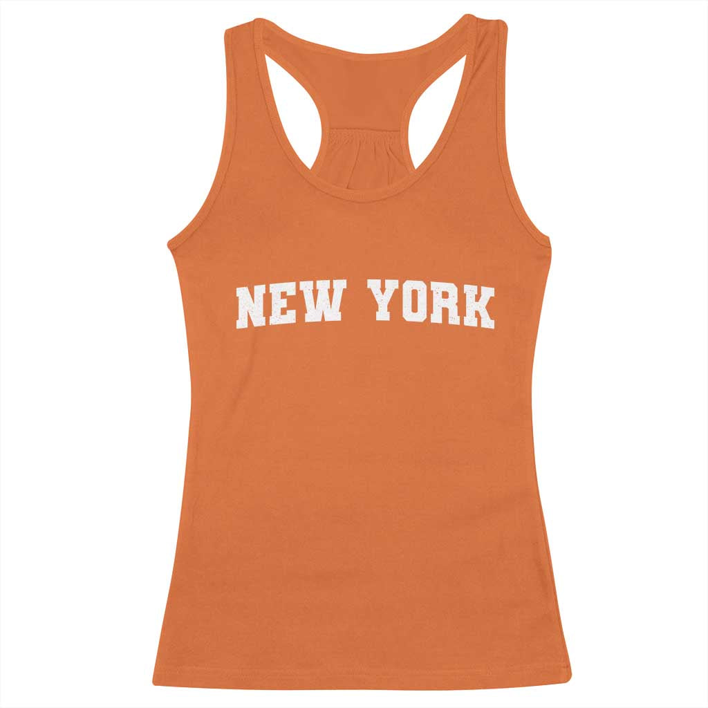 New York Vintage Varsity Sports Racerback Tank Top State Pride TS10 Orange Print Your Wear