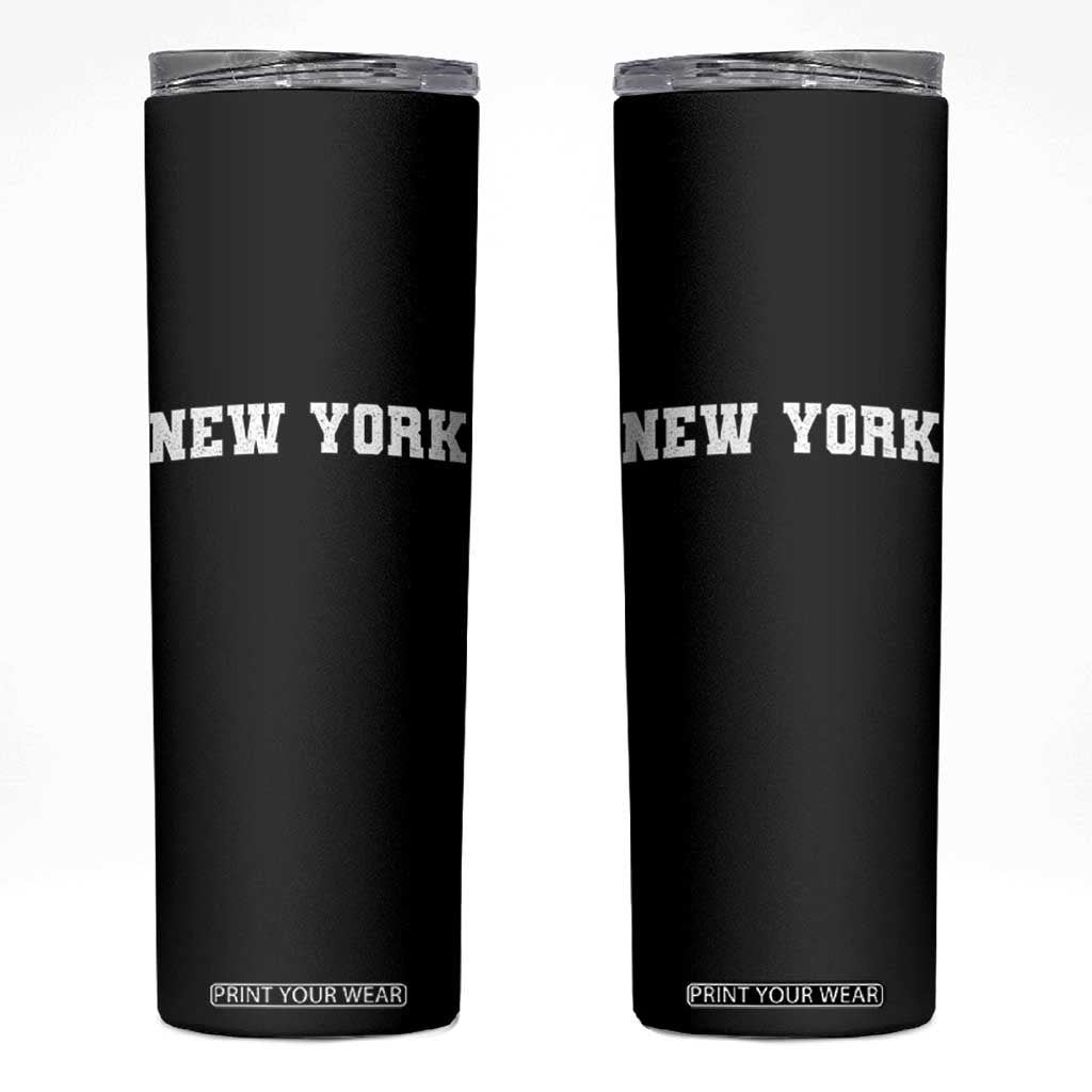 New York Vintage Varsity Sports Skinny Tumbler State Pride TS10 Black Print Your Wear