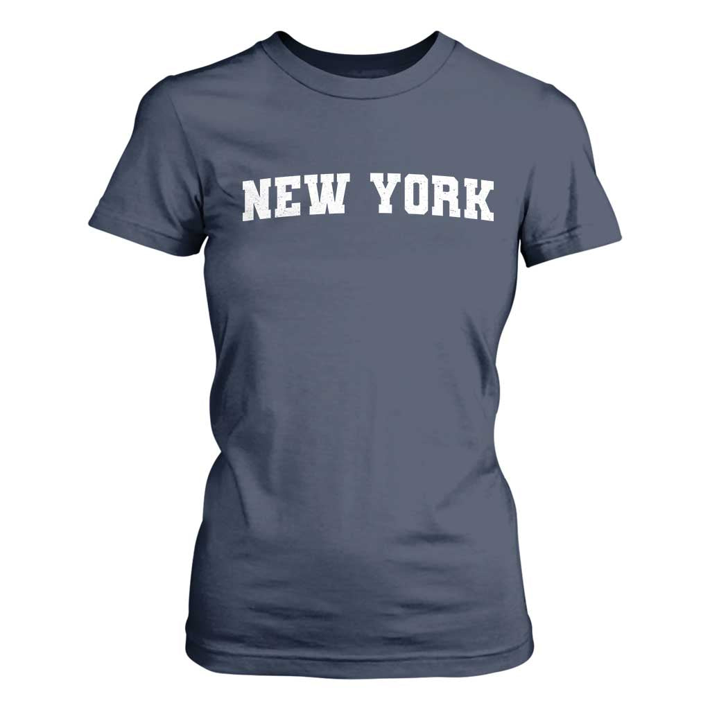 New York Vintage Varsity Sports T Shirt For Women State Pride TS10 Navy Print Your Wear