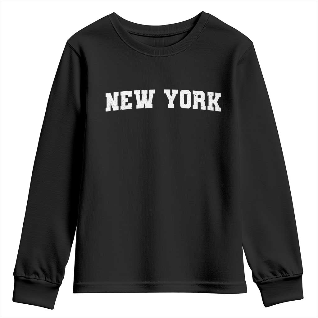 New York Vintage Varsity Sports Youth Sweatshirt State Pride TS10 Black Print Your Wear