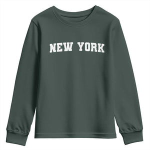 New York Vintage Varsity Sports Youth Sweatshirt State Pride TS10 Dark Forest Green Print Your Wear