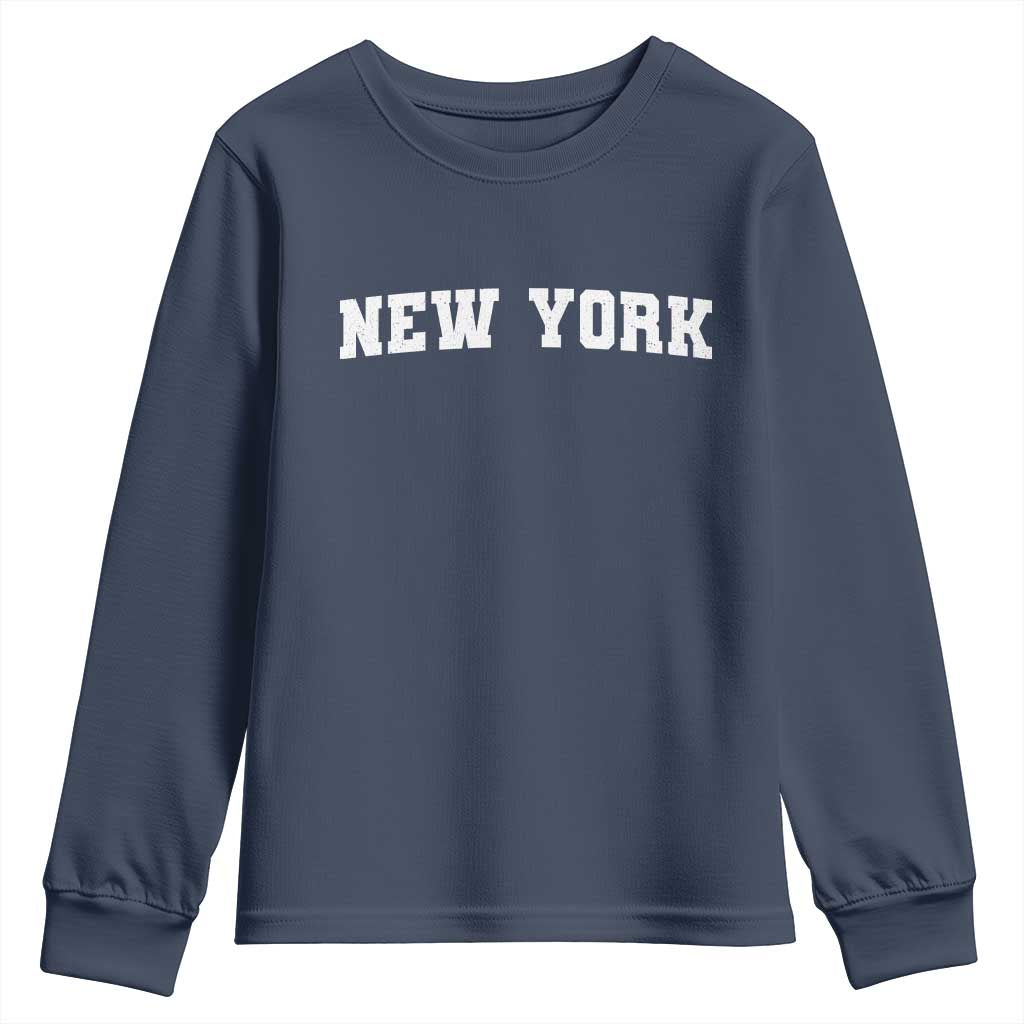 New York Vintage Varsity Sports Youth Sweatshirt State Pride TS10 Navy Print Your Wear