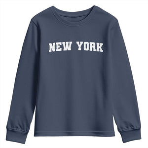 New York Vintage Varsity Sports Youth Sweatshirt State Pride TS10 Navy Print Your Wear