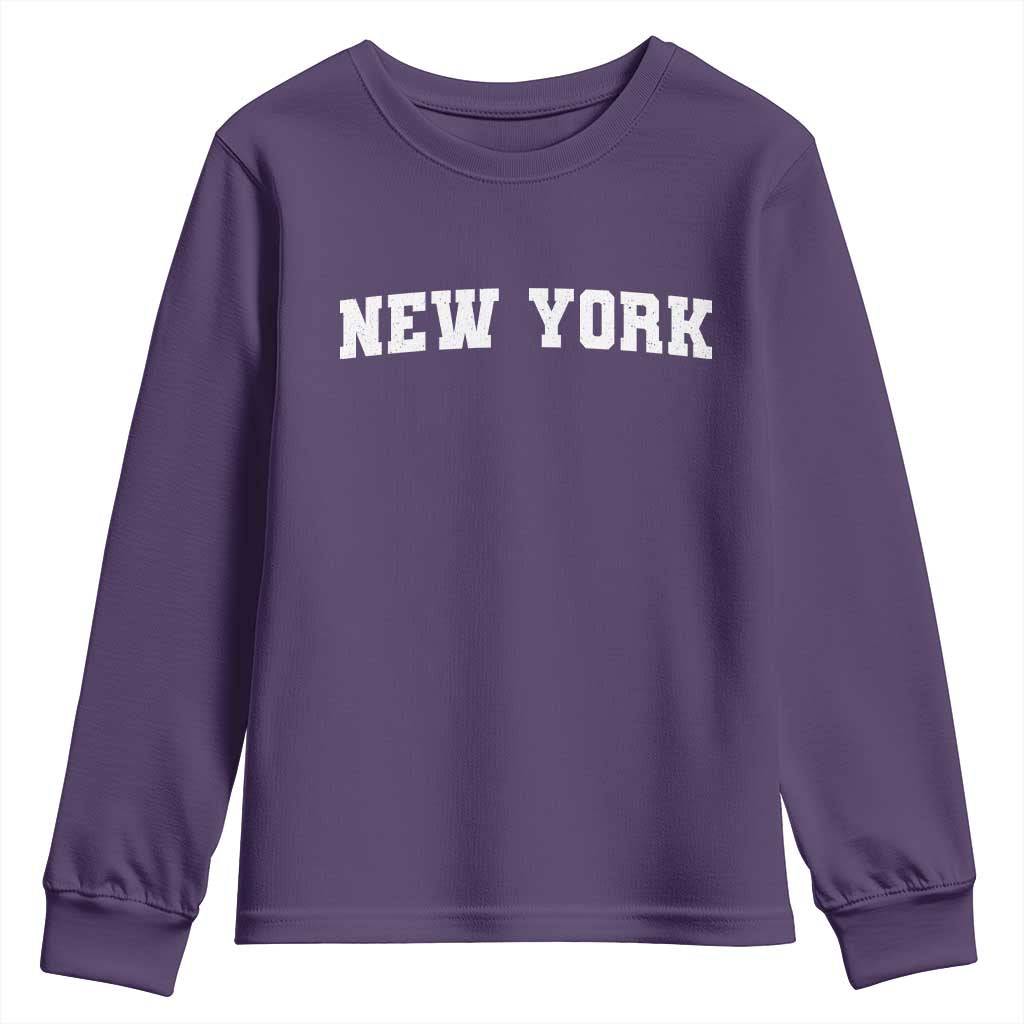 New York Vintage Varsity Sports Youth Sweatshirt State Pride TS10 Purple Print Your Wear