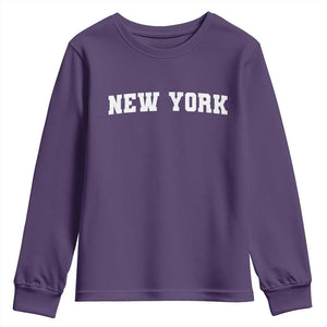 New York Vintage Varsity Sports Youth Sweatshirt State Pride TS10 Purple Print Your Wear