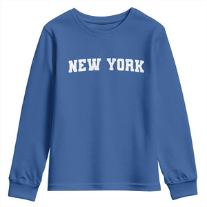 New York Vintage Varsity Sports Youth Sweatshirt State Pride TS10 Royal Blue Print Your Wear