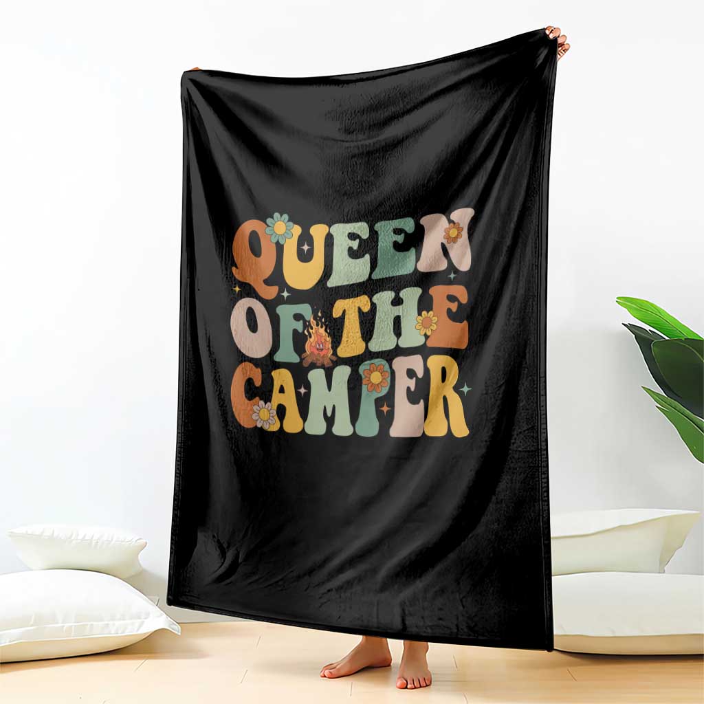 Camper Queen Throw Blanket Retro Groovy Funny Women Girls RV Camping Lovers TS10 Print Your Wear