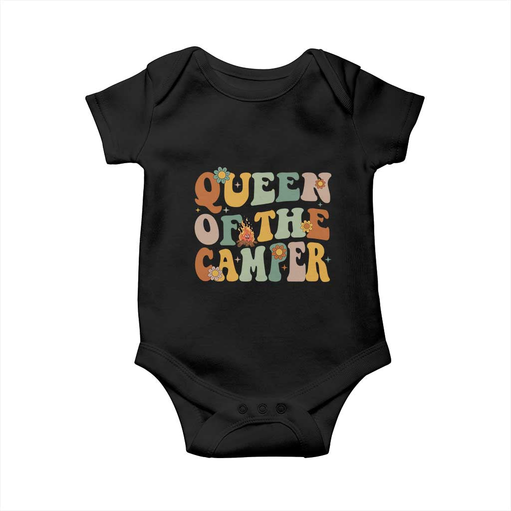 Camper Queen Baby Onesie Retro Groovy Funny Women Girls RV Camping Lovers TS10 Black Print Your Wear