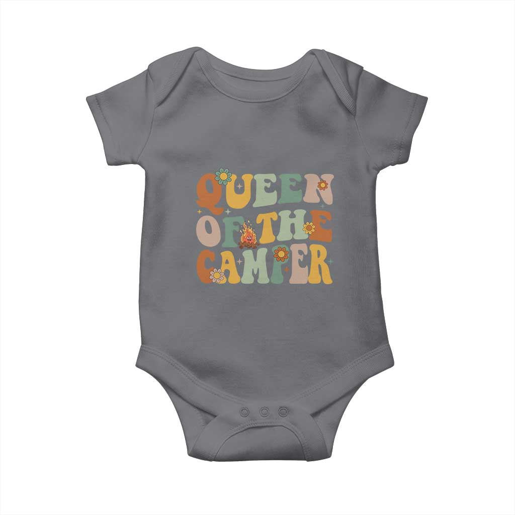 Camper Queen Baby Onesie Retro Groovy Funny Women Girls RV Camping Lovers TS10 Charcoal Print Your Wear