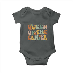 Camper Queen Baby Onesie Retro Groovy Funny Women Girls RV Camping Lovers TS10 Dark Heather Print Your Wear