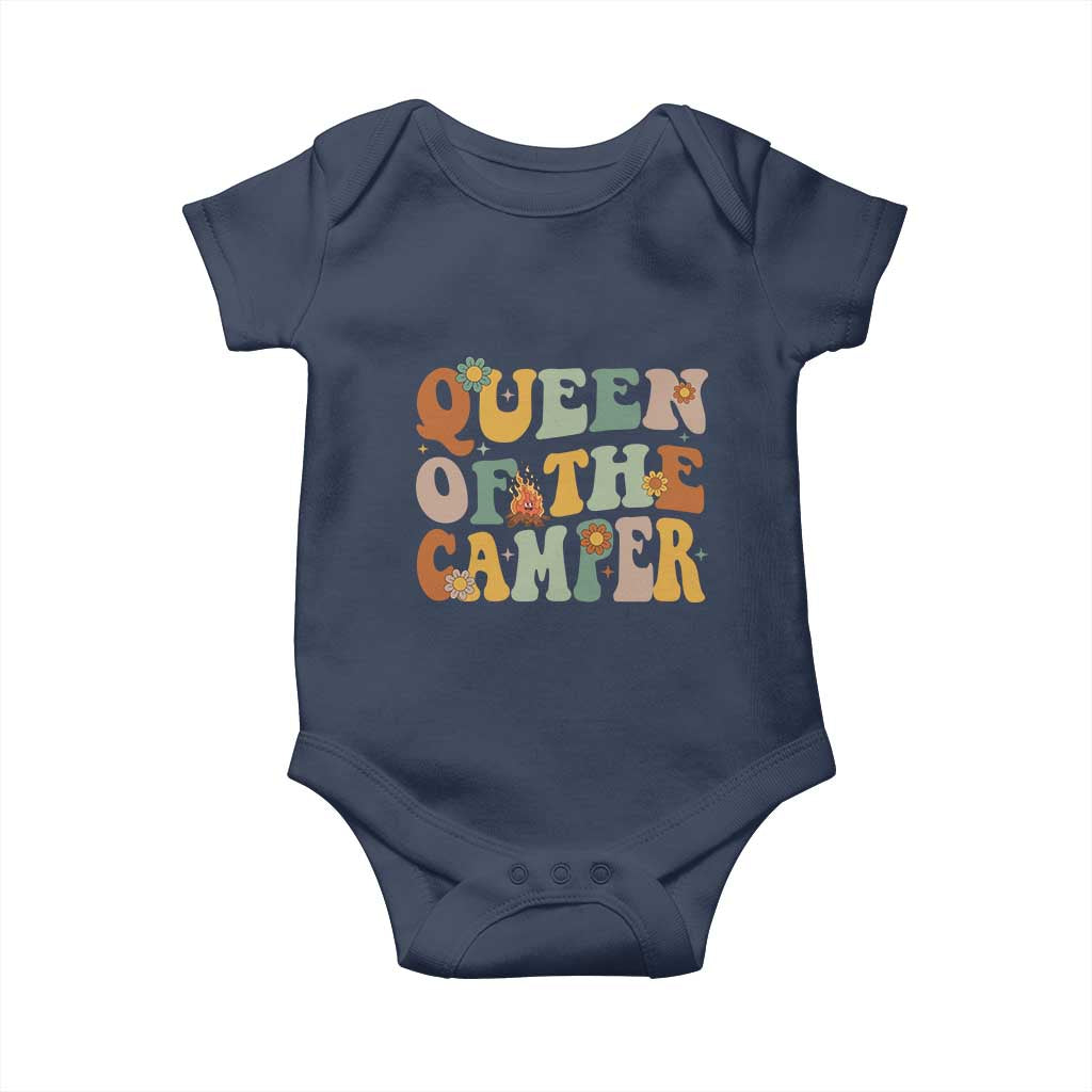 Camper Queen Baby Onesie Retro Groovy Funny Women Girls RV Camping Lovers TS10 Navy Print Your Wear
