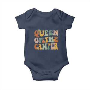 Camper Queen Baby Onesie Retro Groovy Funny Women Girls RV Camping Lovers TS10 Navy Print Your Wear