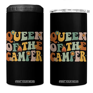 Camper Queen 4 in 1 Can Cooler Tumbler Retro Groovy Funny Women Girls RV Camping Lovers TS10 One Size: 16 oz Black Print Your Wear