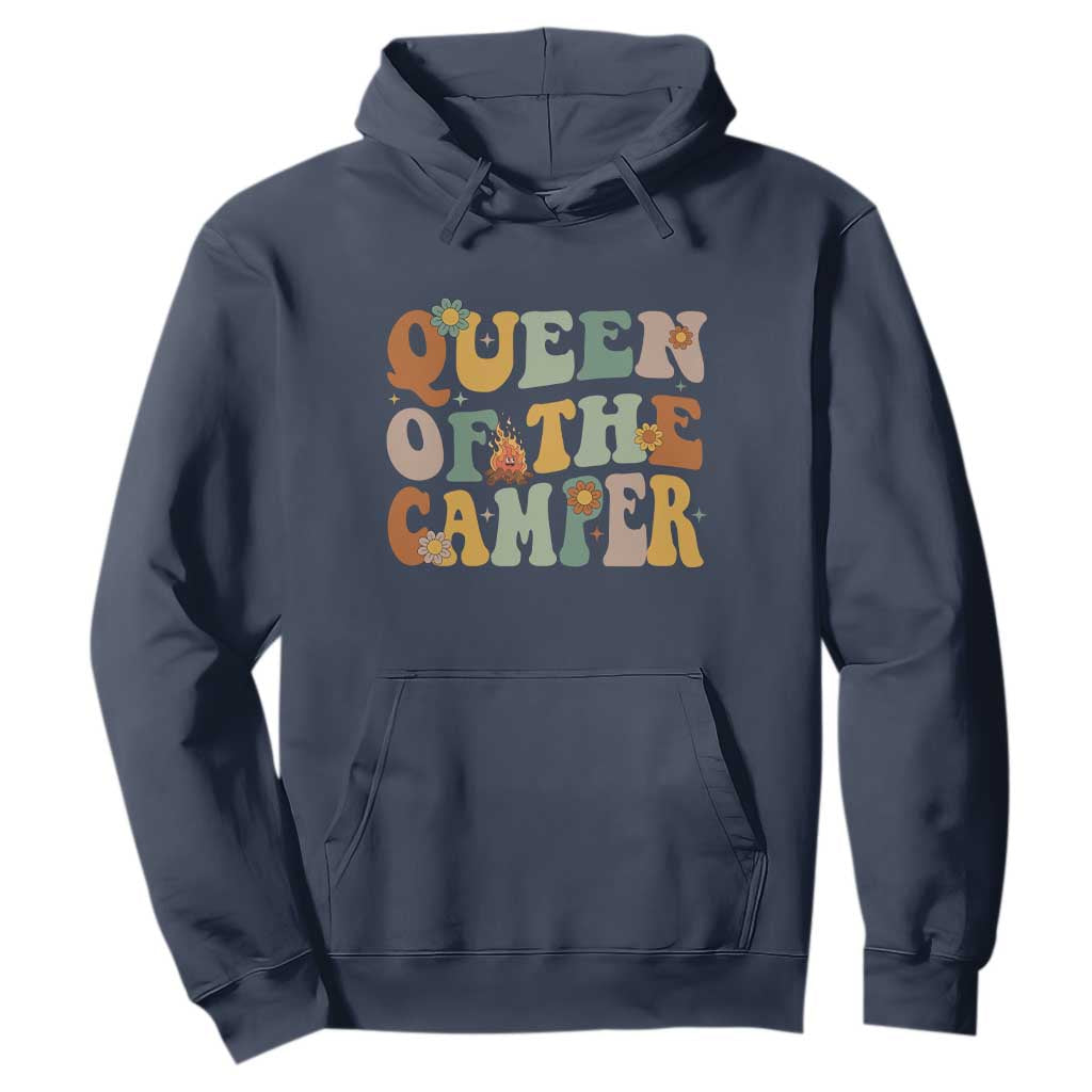 Camper Queen Hoodie Retro Groovy Funny Women Girls RV Camping Lovers TS10 Navy Print Your Wear