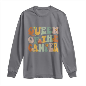 Camper Queen Long Sleeve Shirt Retro Groovy Funny Women Girls RV Camping Lovers TS10 Charcoal Print Your Wear