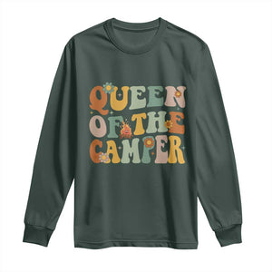 Camper Queen Long Sleeve Shirt Retro Groovy Funny Women Girls RV Camping Lovers TS10 Dark Forest Green Print Your Wear